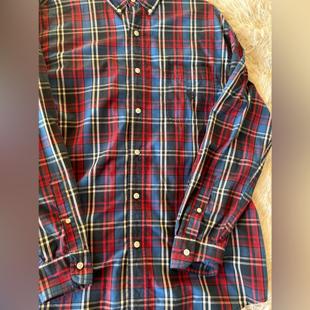 Chaps Easy Care Plaid Mens Button-Up Long sleeve Shirt - Picture 4 of 8